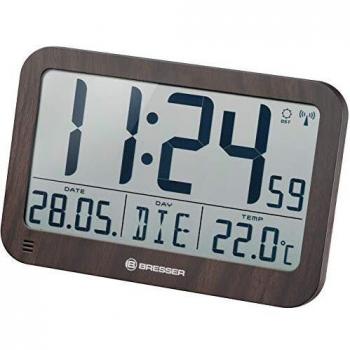 Bresser MyTime MC LCD Reloj de Pared, Apariencia de Madera, 225x150mm