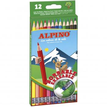 Alpino AL013654 - Estuche 12 lápices borrable, Única