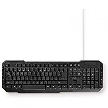NEDIS Wired Keyboard Teclado con Cable USB | Teclas Multimedia | Internacional para EE. UU. Nordic 1.50 m