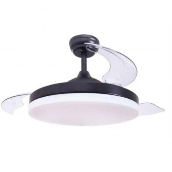 Ventilador de techo Tungati con luz CCT regulable y mando Ø107, 3 aspas retráctiles, motor DC, color Negro