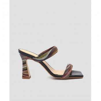 Sandalias de tacón de mujer en piel de color marrón