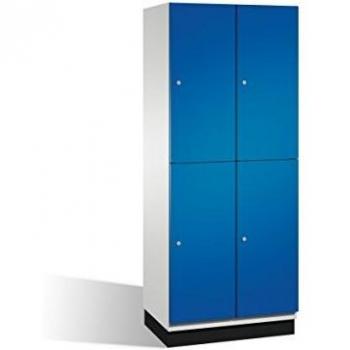 Armario Doble Cambio C+P con 4 Compartimentos, H1950xB800xT525mm, Frontal Azul Enzian y Cuerpo Gris Claro