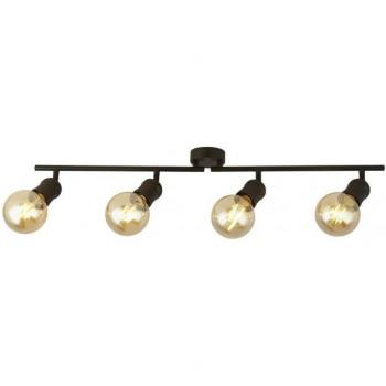 Barra de spots Dance Acier doux Noir, 4 ampoules, 79 cm, downlight de techo, negro, metal, E27