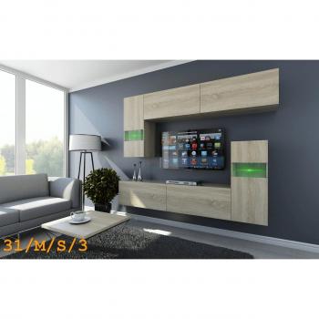 Moderno Conjunto de Salón FUTURE C31, apilable salón-comedor con Iluminación LED.