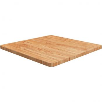 Mesa cuadrada de madera de roble marrón claro 60x60x2,5 cm tratada