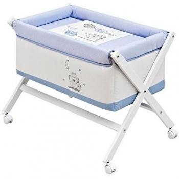 Cambrass Gufo - Minicuna con tijera de madera, color azul celeste