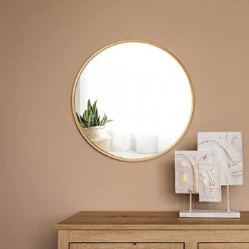 Espejo de Pared Redondo Ordona Ø 60 cm - Aluminio Dorado Decorativo