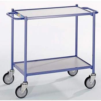 Mesa Rodante Eurokraft Pro 614488, Carga Máxima 150 kg, con Mango de Empuje, 2 Niveles y 4 Ruedas Giratorias