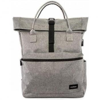 Mochila Nilox Camp para Portátil de 15.6 Pulgadas con Puerto USB en Color Gris