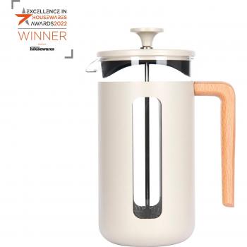 La Cafetiere Pisa 8 Cup Wood Handle Cafetiere Cream