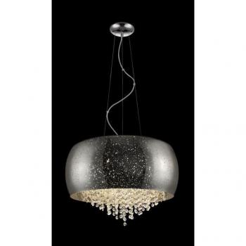 Lámpara colgante Luna Chrome 5 bombillas 32cm, de cristal cromado, diseño moderno, dimensiones de 32 cm de diámetro, incluye 5 bombillas