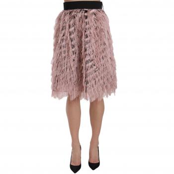 Dolce & Gabbana Pink Gold Fringe Metallic Pencil A-line Skirt