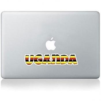 Uganda Country Name As Flag Macbook Sticker / Calcomanía de Vinilo para Macbook