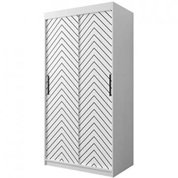 Armario Corredero Hartford 306 Blanco 100x200x62cm con 5 Estantes y Diseño Moderno