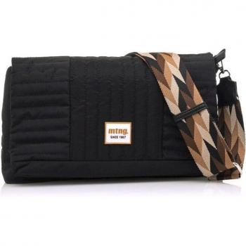 Mustang Lane2 Bandolera Negra para Mujer con Asa Estampada y Cierre de Solapa