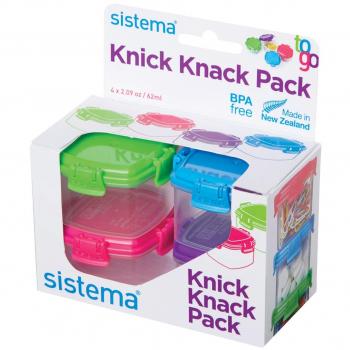 Sistema SI21127 Knick Knack To Go - Tartera de plástico, 5.8 x 5.8 x 3.5 cm, 4 Piezas