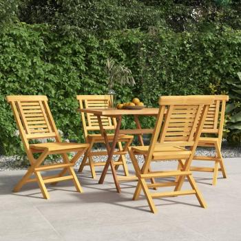 vidaXL 4-Piece Folding Garden Chairs Set, Solid Teak Wood, 47x63x90 cm