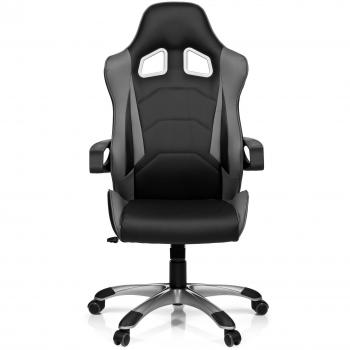 hjh OFFICE 621835 Silla Gaming Game Pro I Piel sintética Negro/Gris, Silla Escritorio, Muy cómodo, Respaldo Alto