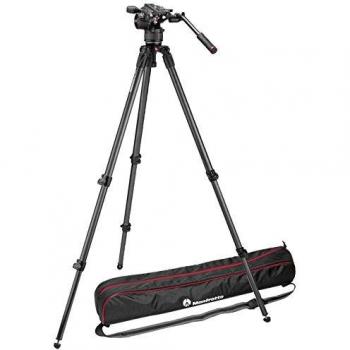 Manfrotto Nitr Otech N8 – Vídeo de Cabeza y 535 – Trípode de Carbono Negro