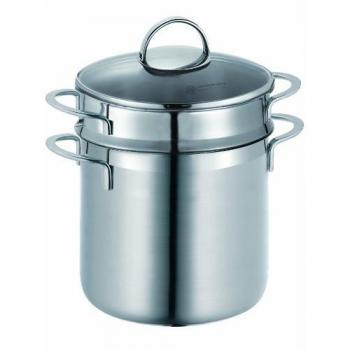 Olla para Espaguetis Schulte-Ufer Wave, Acero Inoxidable, 20 cm, Incluye Tapa y Colador, Apta para Lavavajillas