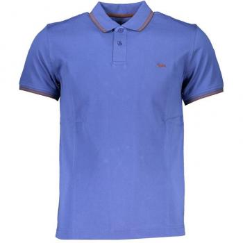 Harmont & Blaine Narrow Fit Short Sleeve Polo Shirt with Contrast Details and Logo, Blue, Male, Size: S