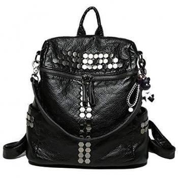 DEERWORD Mujer Bolsos Mochila Vestir Antirobo Pequeña Cuero Hombro Piel de PU Casual Bandolera Fekete