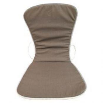 Cojín de asiento con respaldo de algodón y poliéster color taupe 88x41x2 cm