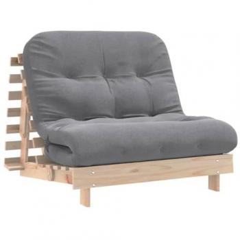 Futón sofá cama con colchón de madera maciza de pino 100x206x11 cm