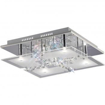 Lámpara de techo Chisora 5 luces cromo pulido, vidrio y cristal