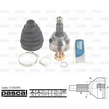 Juego de juntas y articulación del eje de transmisión PASCAL G1K025PC, incluye juntas y articulaciones para el árbol de transmisión, fabricado con materiales de alta calidad, diseño preciso para un ajuste perfecto, resistencia a la abrasión