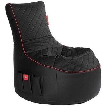 GAMEWAREZ Puf Crimson Hurricane 2.0 Gaming, para PS4, XBOX360, XboxOne, Nintendo DS, Nintendo Switch, teléfono móvil, imitación de Cuero en Negro con Refuerzo Rojo y Bolsillo