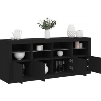 Aparador con luces LED negro 163x37x67 cm Mueble de Almacenaje de Salón Buffet para salón Armario Auxiliar Armario de Almacenamiento vidaXL