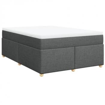 Cama box spring suave con colchón de tela gris oscuro 140x200 cm