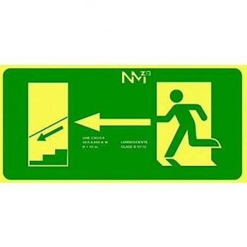 Normaluz RD11141 - Señal Luminiscente Salida Escalera Izquierda Abajo Clase B PVC 0.7 mm 32x16 cm con