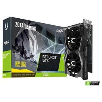 ZOTAC Gaming GeForce GTX 1650 AMP GDDR6 NVIDIA 4 GB Gaming GeForce GTX 1650 AMP GDDR6, GeForce GTX 1650, 4 GB, GDDR6, 128 bit, 3840 x 2160 Pixeles, PCI Express 3.0