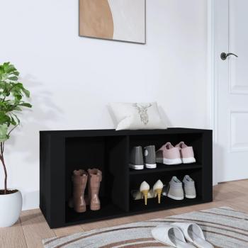 Zapatero negro de madera multicapa 100x35x45 cm