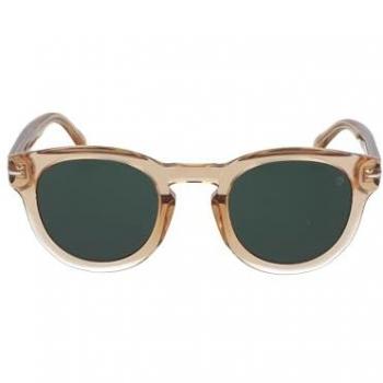 Gafas de Sol David Beckham DB 7041/S Flat, Acetato, Diseño Retro, Talla 49 MM, Color Amarillo Transparente