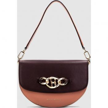 Hispanitas Bolso de Mujer Solapa Cocoa Marrón Verdes Media Luna