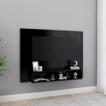 Mueble TV de pared negro 120x23,5x90 cm madera multicapa aglomerado