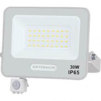 Proyector LED SMD IP65 30W 2700lm Blanco Natural con Sensor 120° - Cuerpo Blanco - Dimensiones 159x178x30mm