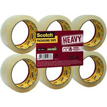 Scotch Heavy Duty Packaging Tape, 50 x 66 mm, Clear, 6 Rolls
