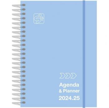 Agenda Escolar 2024-2025 Senfort Student Unicolor Espiral Tapa PP D/P 120x170 con Goma Pastel Azul