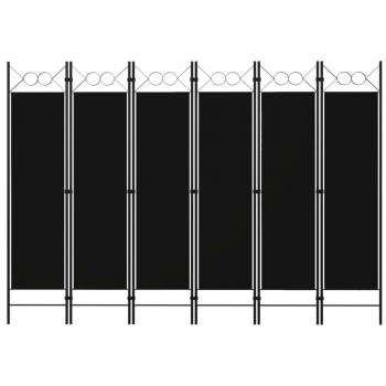 Biombo divisor de 6 paneles negro 240x180 cm