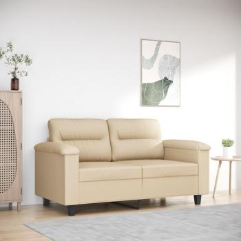 Sofá de 2 plazas en tela de microfibra color crema 120 cm Vidaxl