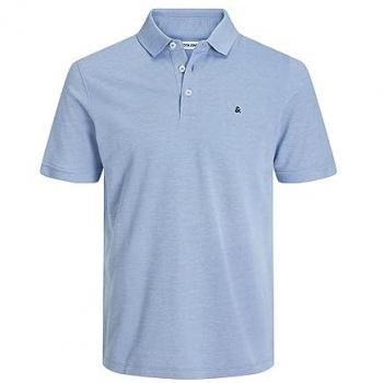 Polo Hombre Jack & Jones JJEPAULOS de Manga Corta con Logo, Color Azul, Fit Regular