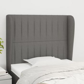 Cabecero de Tela Gris Oscuro con Orejas 93x23x118/128 cm