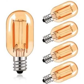 Bombilla de filamento LED T22 Bombillas tubulares Edison de vidrio ámbar Vintage E14 220V, equivalente a 10 vatios 2200K Bombillas blancas ultra cálidas, 100 lúmenes no regulables, paquete de 5
