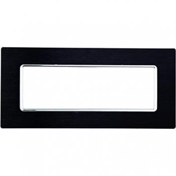 Placa de Aluminio Negra 6 Módulos Serie Solar Compatible con Bticino Matix y Pulsador Axial Unipolar 1P 10A