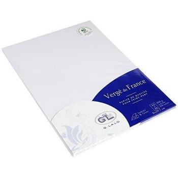 Lalo 47200L - Un paquet de 50 feuilles 21x29,7 cm 100g, Vergé de France, Blanc
