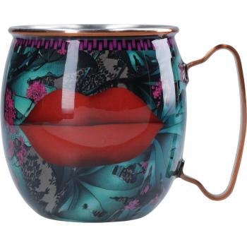 Taza de Acero Inoxidable para Cócteles Moscow Mule con Diseño de Labios, 450ml - Doble Pared, Aptas para Lavavajillas
